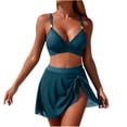 thumbnail image 2 of Trajes de baño para mujer, Trajes de baño para mujer, Traje de baño bikini de tirantes sin espalda de color liso para mujer, Conjunto de bikini con bloques de color y hombros descubiertos, Traje de ba, 2 of 6