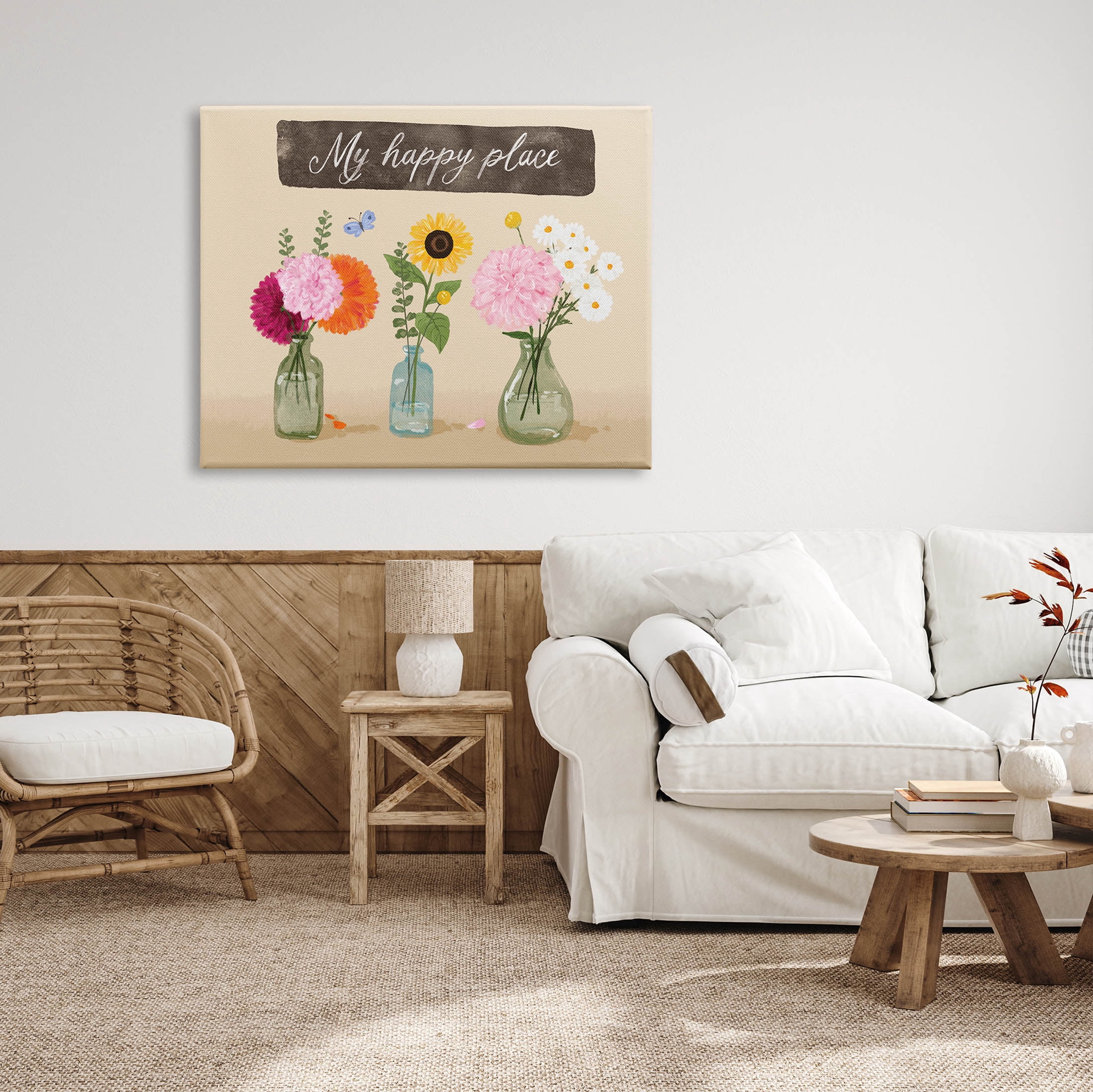 Stupell Industries My Happy Place Bouquets Graphic Art Gallery Wrapped Canvas Print Wall Art, Design by Be Ni La
