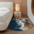 thumbnail image 3 of Blue Ocean Round Living Room Rugs 6 ft, Waves Coastal Beach Seaside Nature Scenery Washable Area Rug with Non-Slip Sturdy Edge Binding Round Carpet for Kitchen Office Bedroom, 3 of 9