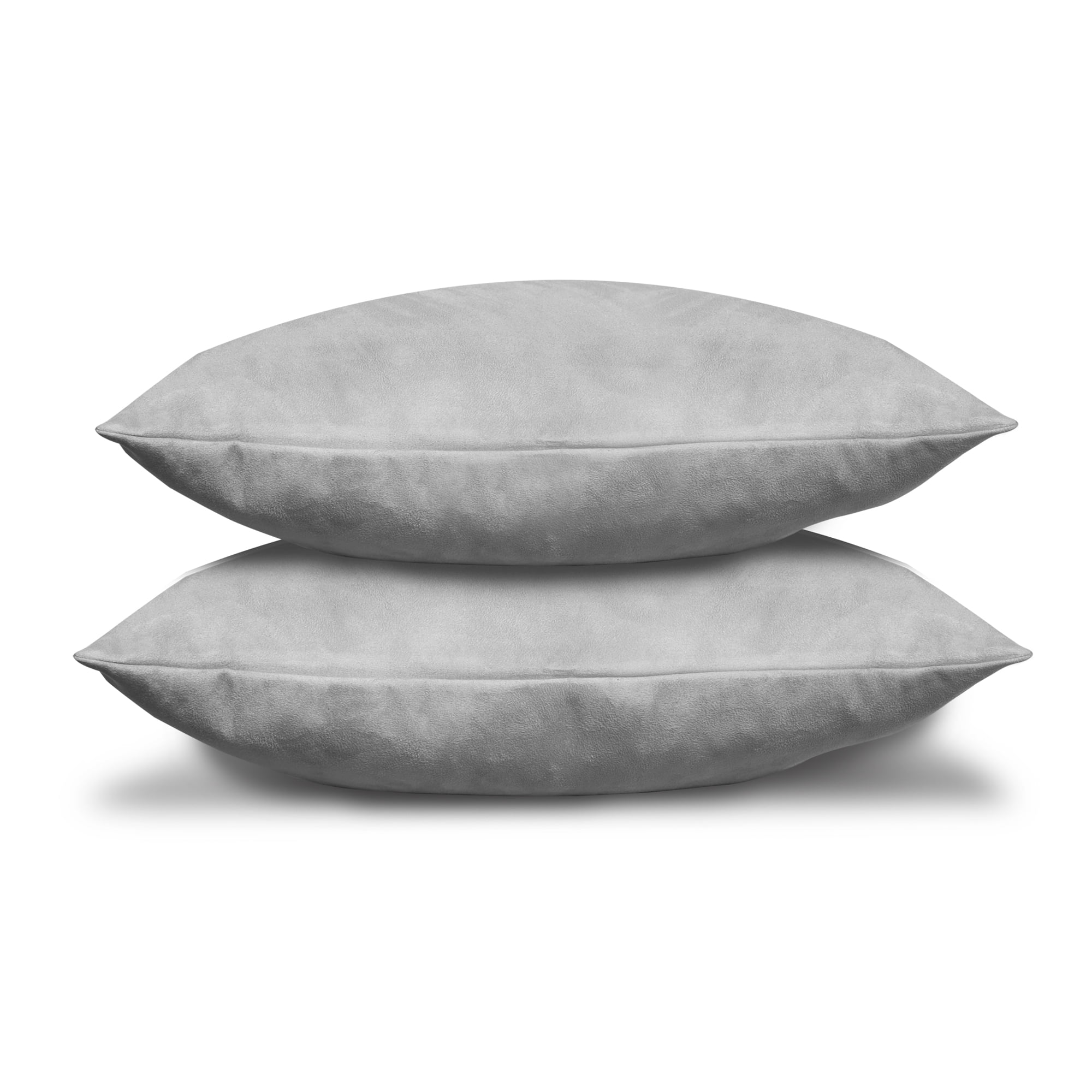Pack of 2 Solid Faux Suede Soft Decorative Square European Pillow Covers for Sofa Living Room and Bedroom (26 x 26, Grey)