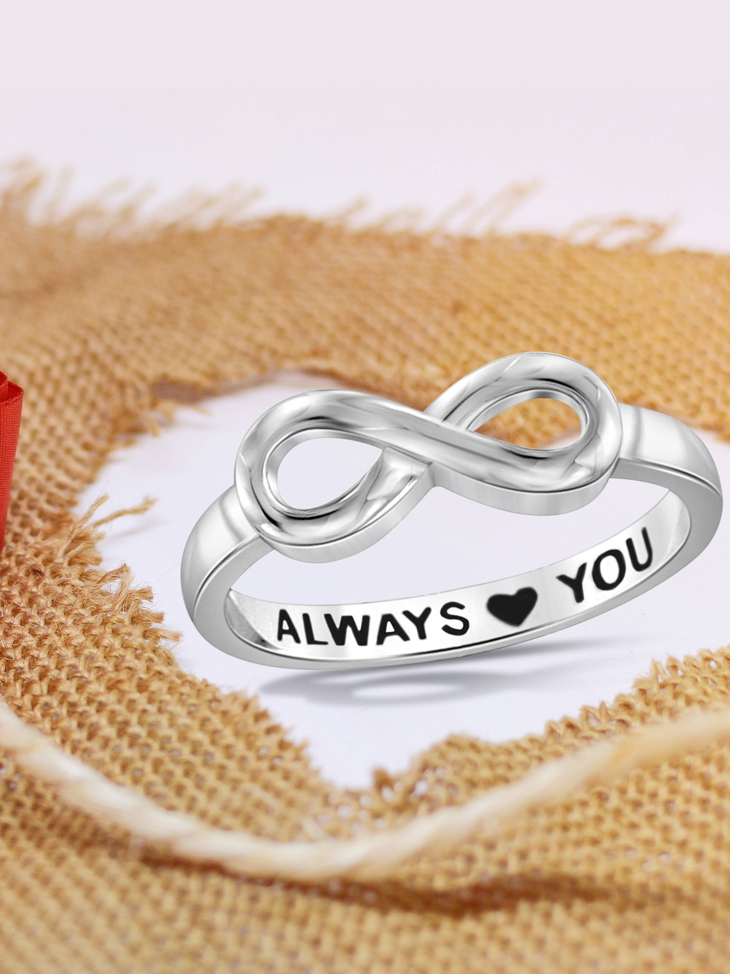 JewelersClub 0.925 Sterling Silver Infinity Friendship Ring for Women | Personalized Always Love You Eternity Knot Symbol Band