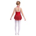 thumbnail image 2 of Oyolan Robe de Patinage Artistique Sans Manches à Paillettes en Maille Florale pour Filles Enfants Rouge 16, 2 of 7