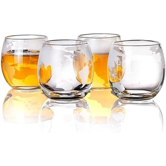 Vasos para Whisky Bluelander con Diseño de Mapa 4 piezas