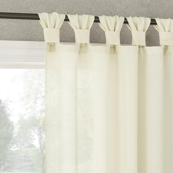 No. 918 Reman 2-Pack Twist Tab Linen Texture Semi-Sheer Tab Top Curtain Panel Pair, 40&quot; x 84&quot;, Ivory