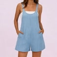 thumbnail image 4 of Loose Jumpsuits for Women Plus Size Women’s Baggy Jumpsuit Sleeveless Linen Elastic Cuffed Wide Leg Pants Loose Boho Vacation Overalls Blue L, 4 of 6