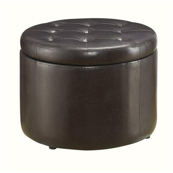 Pemberly Row Round Ottoman in Espresso