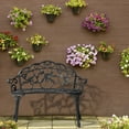 thumbnail image 3 of OverPatio Outdoor Bench, 38.5 in Metal Bench for 2 Person, Park Bench for Garden Seat, Cast Aluminum Furniture, Black Color, Rose Petal Design, 3 of 8