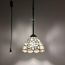 Tiffany Mini Pendant Lights White Stained Glass Flowers LED Bulb Included 8"W*8"D*60"H