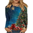 thumbnail image 2 of Mifsaly Plus Size Christmas Sweatshirt for Women Long Sleeve Xmas Tree Print Shirts Crewneck Loose Casual T-Shirt Funny Tops Pullover Festival Party Blouse 2025 Gifts, 2 of 5