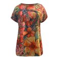 thumbnail image 3 of Pompotops Blouse Décontractée à Manches Courtes Col Rond Imprimé Mode Été pour Femmes, 3 of 4