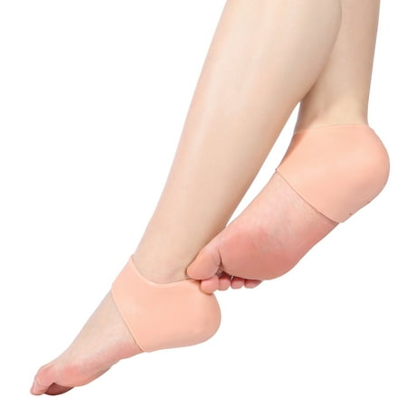 WALFRONT 2PCS Silicone Moisturizing Gel Heel Socks, Women Heel Crack Socks Dry Cracked Foot Sleeves Pain Relief Heel Protect (Best Remedy For Dry Heels)