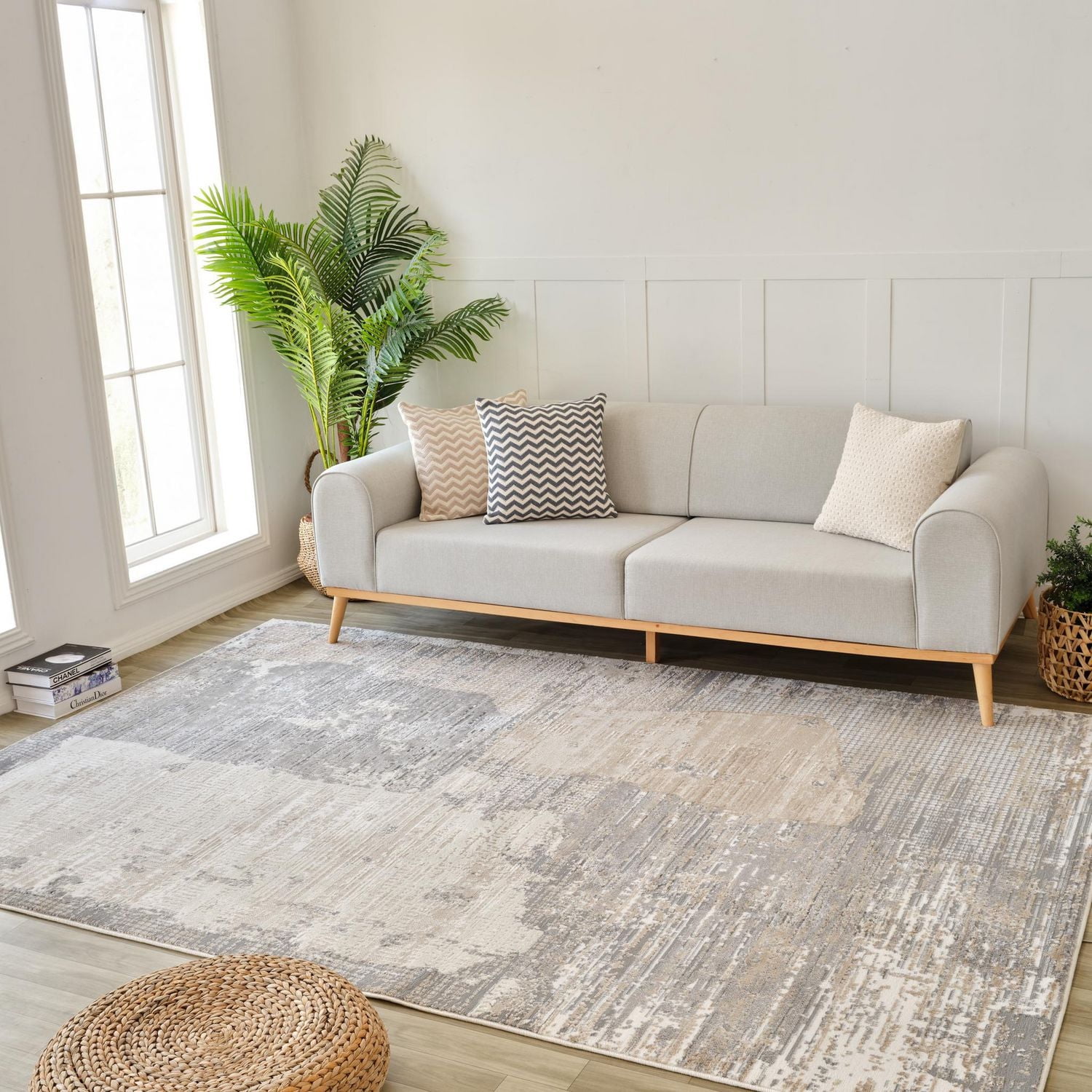 Rug Branch Nomad Abstract Indoor Area Rug, Cream Grey, Modern - Living Room, Bedroom, Dining Room, and Kitchen