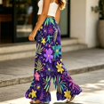 thumbnail image 4 of Sewkxo Womens Wide Leg Pants Drawstring Elastic High Waisted Ruffle Hem Palazzo Pants with Pockets,Purple L, 4 of 6