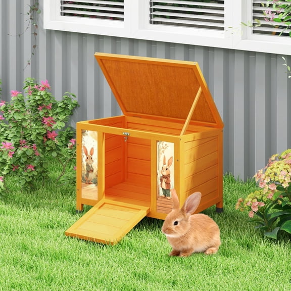 Chicken Coop 24" Backyard Wooden Rabbit Hutch Small Animal House Pet Bunny Cage