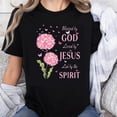 thumbnail image 1 of Playera de Mujer Cristiana 100% Algodón - Diseño de Fe con Flores y Mariposas, 1 of 7