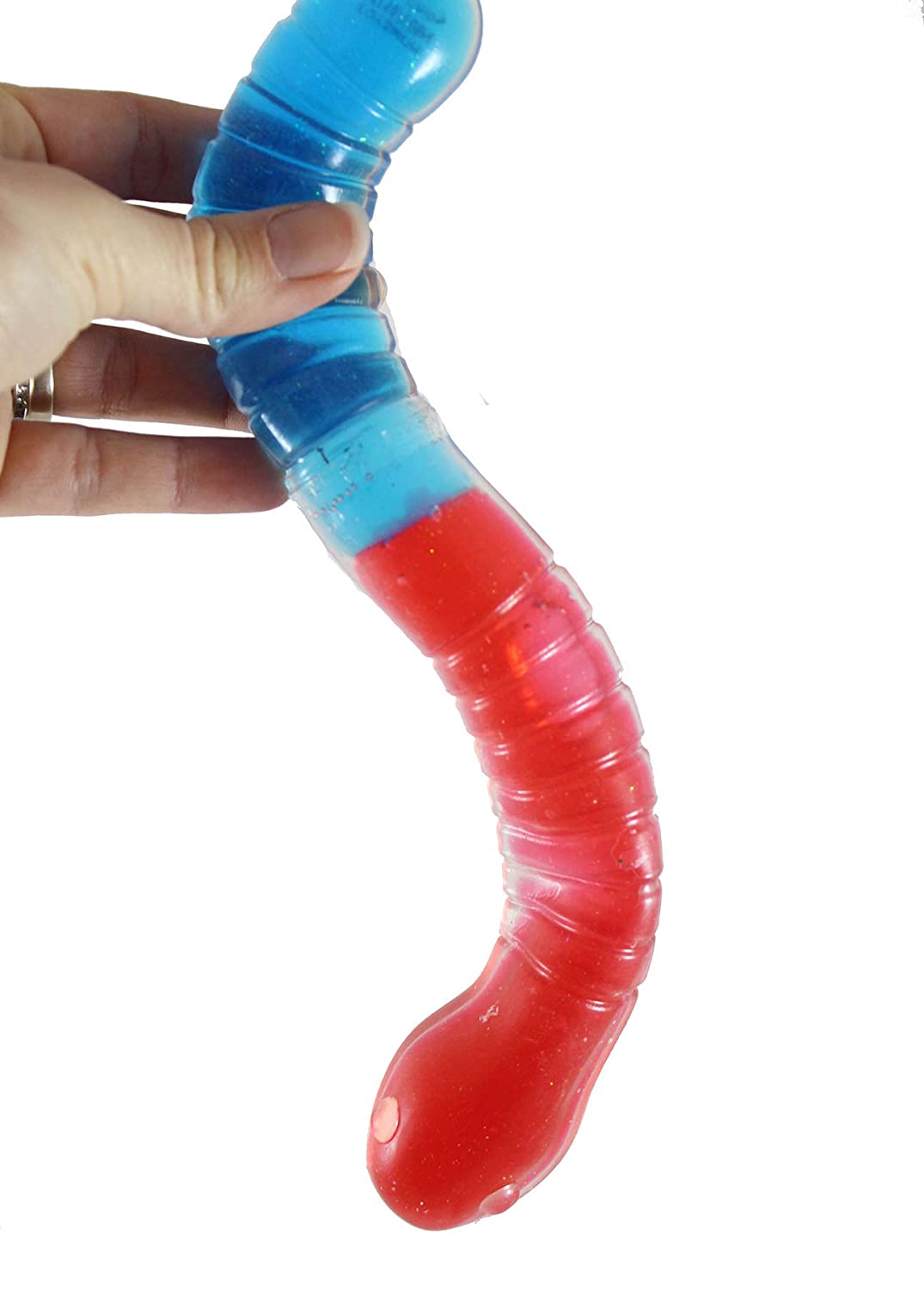 1 Jumbo Gummy Worm - Large Squishy Sensory Gooey Fidget Toy - Realistic - Looks Like the Candy - But Not Edible Stress, Squeeze Giant ADHD Special Needs Soothing (Random Color) - image 5 of 6