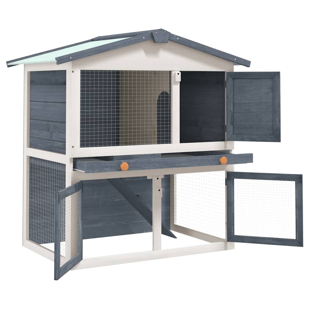 vidaXL Rabbit Hutch Bunny Cage with Pull Out Tray Pet House Solid Pine Wood