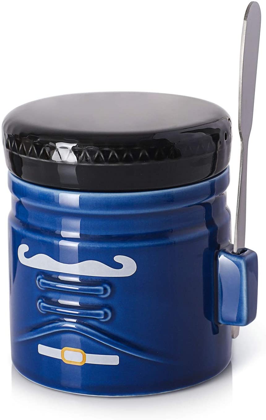 DOWAN Porcelain Butter Keeper Crock, French Butter Dish with Lid and Knife, British Royal Guard