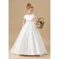 thumbnail image 4 of Flower Girl Dresses for Wedding Satin First Communion Dress Lace Girls Pageant Ball Gown (Ivory 2 -3Years）, 4 of 8