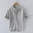thumbnail image 2 of Mlzmgr Top for Men Summer Notched V Neck Button Short Sleeve Loose Casual Lightweight Tee Shirts, 2 of 3