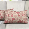 thumbnail image 2 of Valentines Day Lumbar Pillow Covers 12x20 Set of 2 Buffalo Plaid Dots Stripes Pink Love Heart Print Decorative Throw Pillows Rustic Valentine's Day Pillow Cases Decor for Couch Sofa Bed, 2 of 6