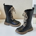 thumbnail image 6 of UngA Kids Boots Girls Girls Boys Combat Ankle Boots Side Zipper Shoes with Lace Up for Toddler/Little Kid/Big Kid Black,3.5, 6 of 7
