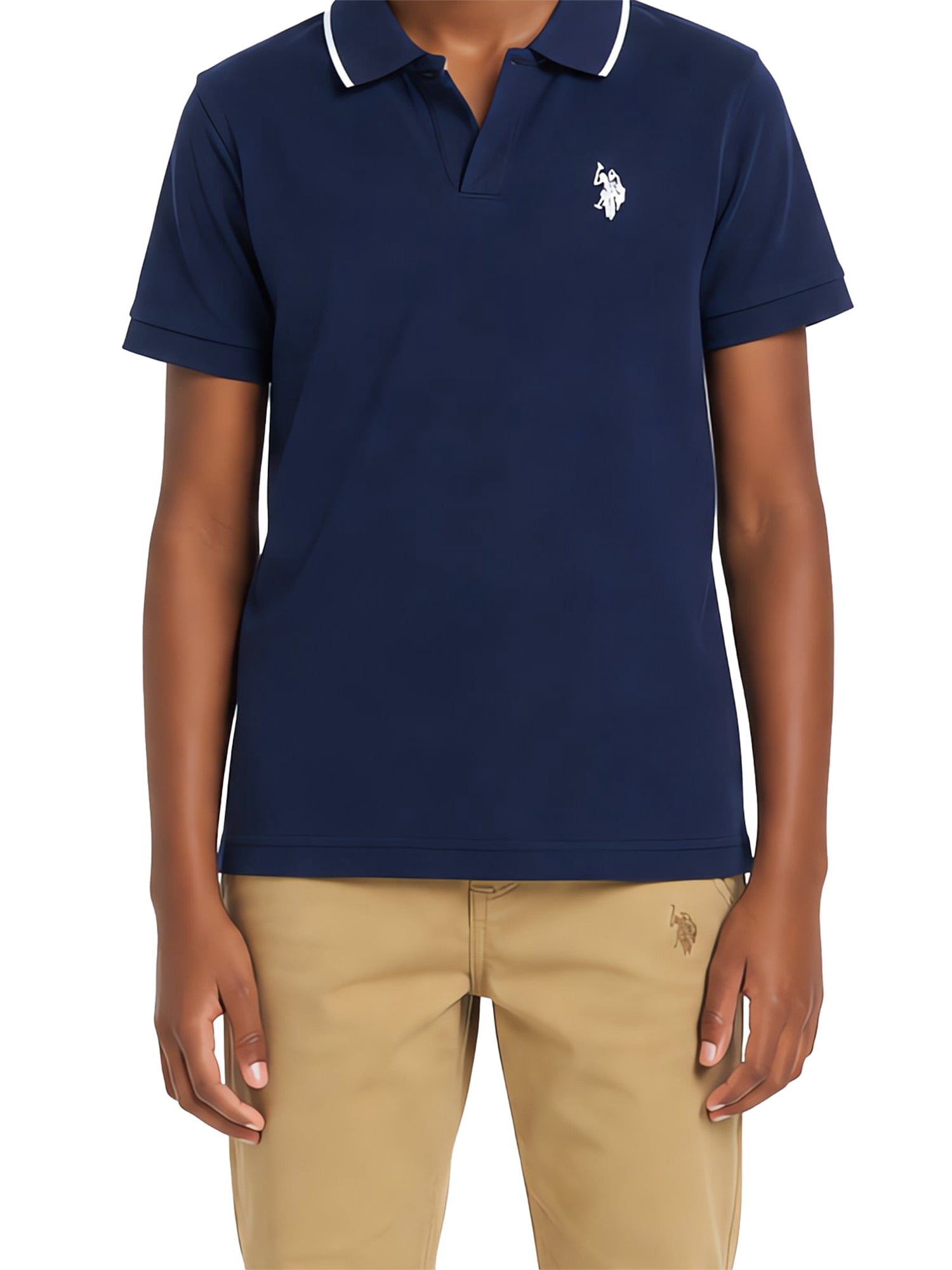 U.S. Polo Assn. Boys Short Sleeve Johnny Collar Shirt, Sizes 4-18