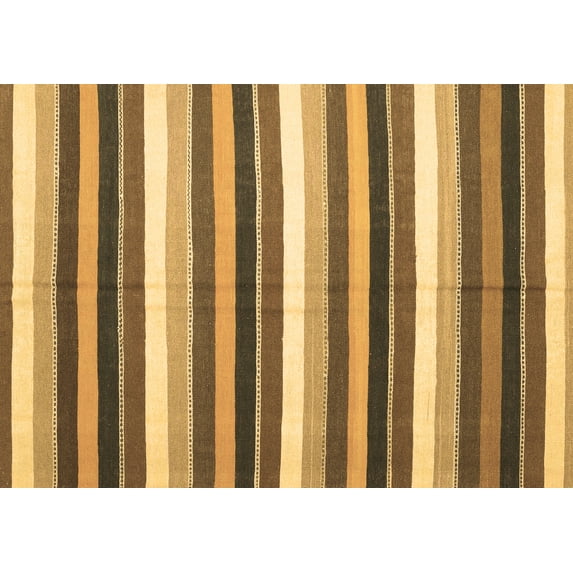 Ahgly Company Indoor Rectangle Abstract Brown Contemporary Area Rugs, 5' x 8'