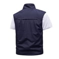 thumbnail image 5 of HOOMEUMY Mens Cargo Vest Classic Solid Coat Standing Collar Jacket Pocket Design Casual Workout Sleeveless Clothes Fashion 2025 Trendy Blue M, 5 of 9