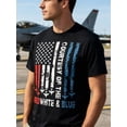 thumbnail image 3 of “Courtesy of the Red White and Blue” Vintage American Flag Short Sleeve Crew Neck T-Shirt, Breathable Cotton Patriotic Top, 3 of 11