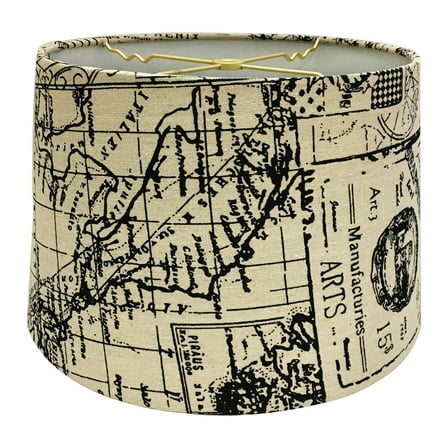 Royal Designs Linen Cream and Black Vintage Map Postcard Hardback Lamp Shade, 15 x 16 x 10