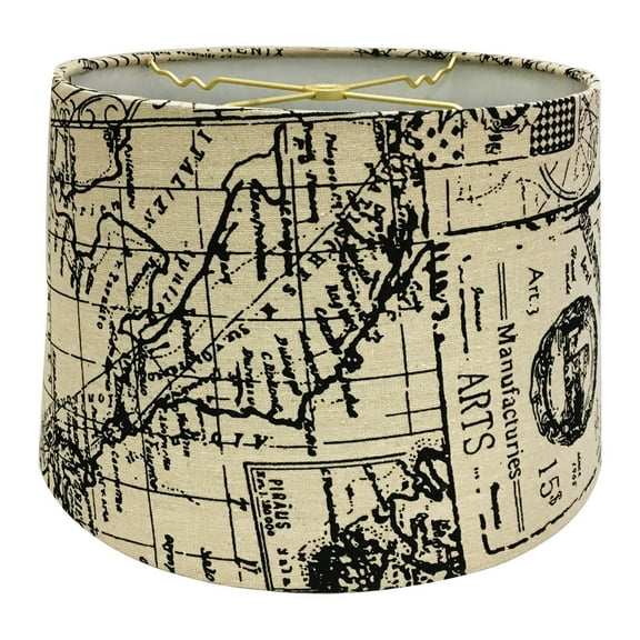 Royal Designs Linen Cream and Black Vintage Map Postcard Hardback Lamp Shade, 13 x 14 x 9