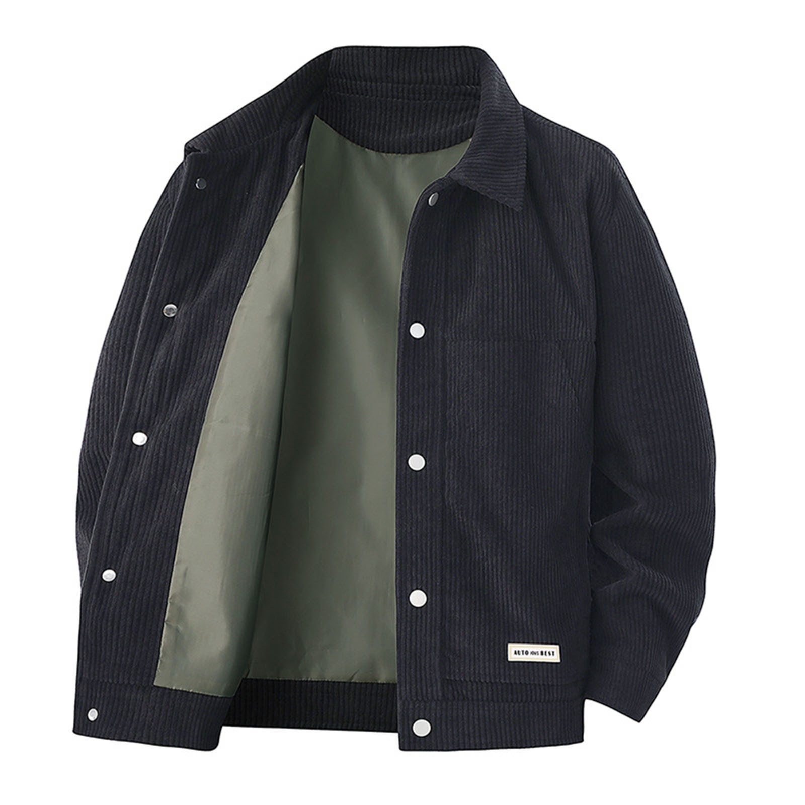 Mens Casual Jacket Corduroy Twill Lightweight Lapel Neck Jackets Button Down Shirt Jacket with Pockets Cargo Work Jackets Coat (Black-01,4X-Large)