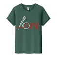 thumbnail image 5 of XMHJSMD Love Women's Letter Baseball Print Round Neck Short Sleeved T Shirt Top(Green,L), 5 of 5