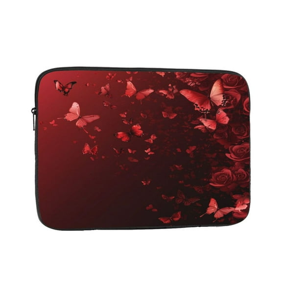 Laptop Sleeve Bag Compatible For iPad MacBook Air Pro Tablet Computer PC notebook Protective Fit in 10/12/13/14/15/16/17 inch Size Red Rose Butterflies (3)