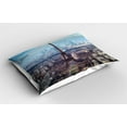 thumbnail image 2 of Ambesonne Eiffel Tower Pillow Sham 2 Pack, View of Eiffel Tower, 30"x20", Pale Blue Brown, 2 of 3