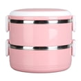 thumbnail image 2 of For Hot Food, Lunch Box, Thermal Lunch Box Stackable Hot Food Insulated Box 304 Stainless Steel Round Lunch Box Sealed Food Containers, 2 of 8