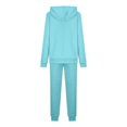 thumbnail image 5 of Bcresic 2 Piece Outfits for Women - Sherpa Fleece Lined Sweatsuits Winter Warm Solid Hoodies and Sweatpants Casual Athletic Matching Outfit(Light Blue,L), 5 of 6