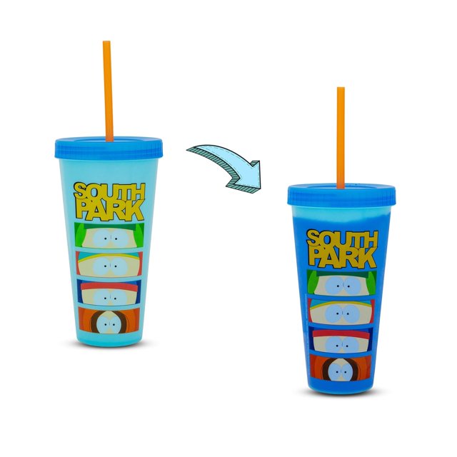 Vaso de viaje plateado con personajes de Buffalo South Park, 700 ml