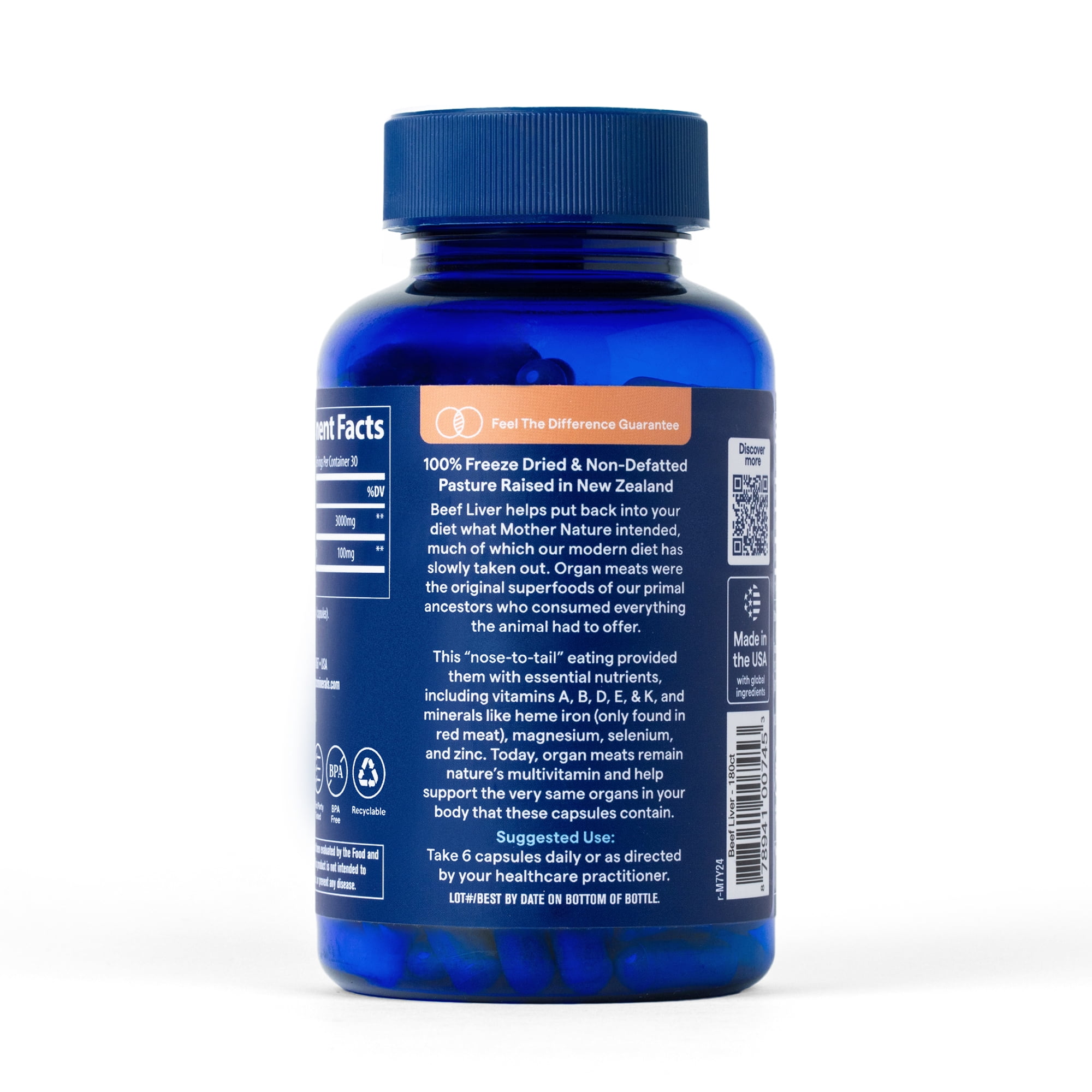 (2 pack) Trace Minerals Beef Liver Supplement for Bone, Energy, Immune & Organ Support, Healthy Hair & Skin, 180 Count (30 Servings)