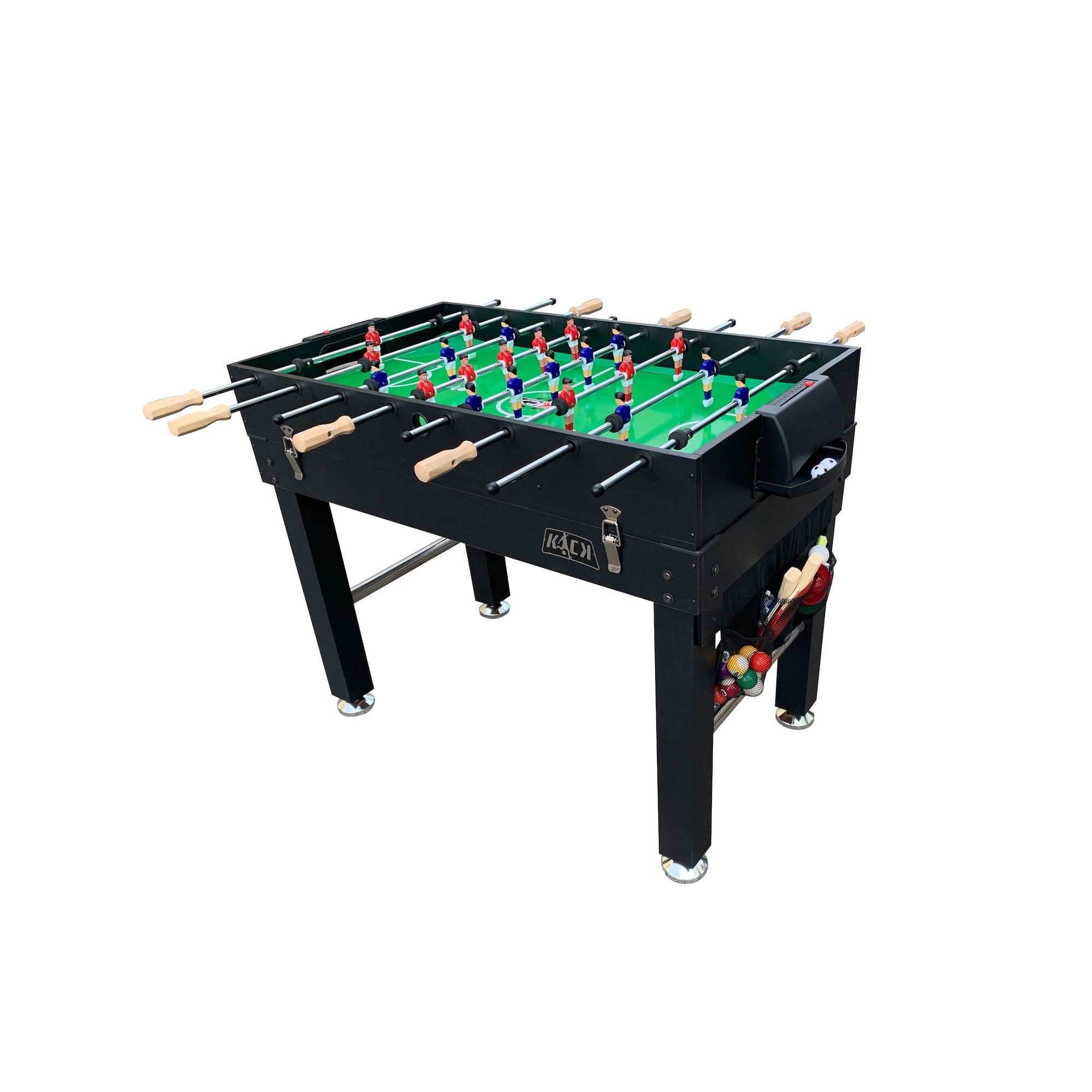 KICK Quad 48″ 4-in-1 Multi Game Table (Black) - Combo Game Table Set - Foosball, Billiards/Pool, Glide Hockey and Table Tennis for Home, Game Room, Friends and Family!