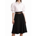thumbnail image 3 of Women'S High Waist A-Line Skirt Flared Midi Skirt Vinage Skirt with Belt Black XL, 3 of 7