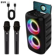 Dual-Speaker Smart Wireless Floor-Standing Speaker System with RGB Lighting, Stereo Sound, Wired/Wireless Mic Compatible for Theater/Parties/Outdoor Audio & Low-Frequency