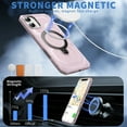thumbnail image 5 of Heavy Duty Phone Case For iPhone 16 Plus,Built-in Rotatable Magnetic Ring Kickstand,Shockproof Dropproof Tough Rugged Anti-fall Protective Phone Case Cover For iPhone 16 Plus, Pink, 5 of 6