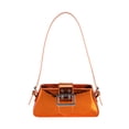 thumbnail image 4 of Women's Shoulder Bag, Glossy Handbag Satchel Travel Shoulder Bag, Stylish Lightweight Underarm Bag Tote Bag for Spring Travel Summer Party Orange, 4 of 7