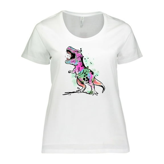Inktastic Graffiti Paint Splatter T-Rex Women's Plus Size T-Shirt