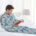 thumbnail image 5 of KLL Cute Hippopotamus Sleepwear Mens Flannel Pajamas,Long Cotton Pj Set, 5 of 7