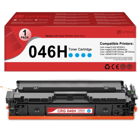 CRG-046H Toner Cartridge Compatible for Canon 046H Cyan Toner Color i-SENSYS MF731Cdw MF733Cdw MF735Cdw Color imageCLASS LBP654Cdw MF654Cx Printer Cartridges