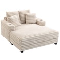 thumbnail image 1 of HOMCOM Chaise Longue de 60 Pouces pour l'Intérieur, Grand Canapé-Lit Rembourré, Beige, 1 of 10