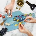 thumbnail image 4 of Whale Cutting Board, Cartoon Style Flying Happy Whale on the Clouds with Rainbow Clods on Its Head, Decorative Tempered Glass Cutting and Serving Board, Wine Bottle Shape, Multicolor, by Ambesonne, 4 of 5